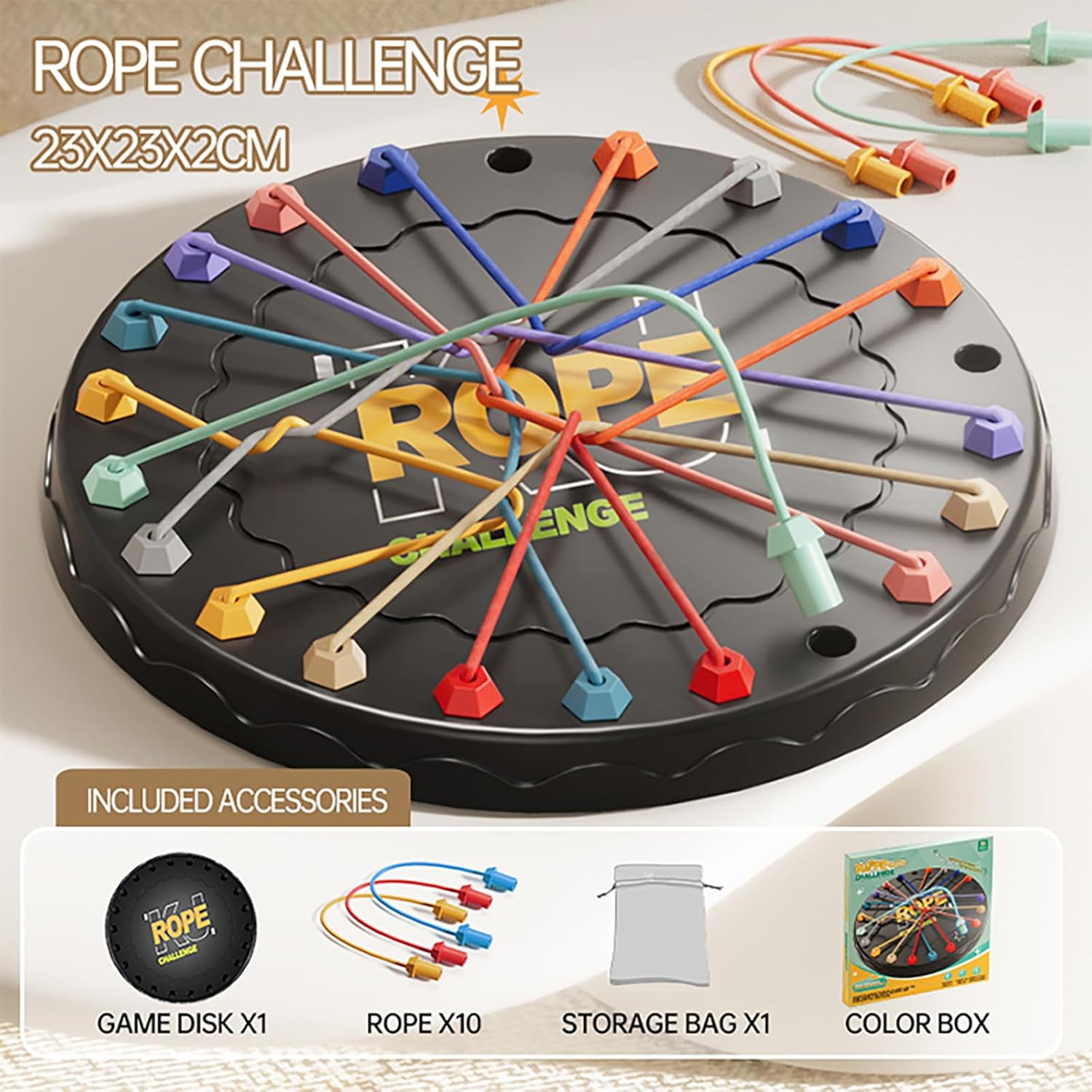 Rope Untangling Puzzle Game, Educational Strategy Board Game for Kids & Adults, Family Travel Party Games with Multi-Level Challenges, Gifts for All Ages(Manual on Box)